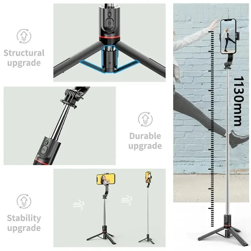 Wireless Selfie Stick for Smartphone 44 Inch Tripod with Bluetooth Remote Foldable Stand for Vlog Shooting Record