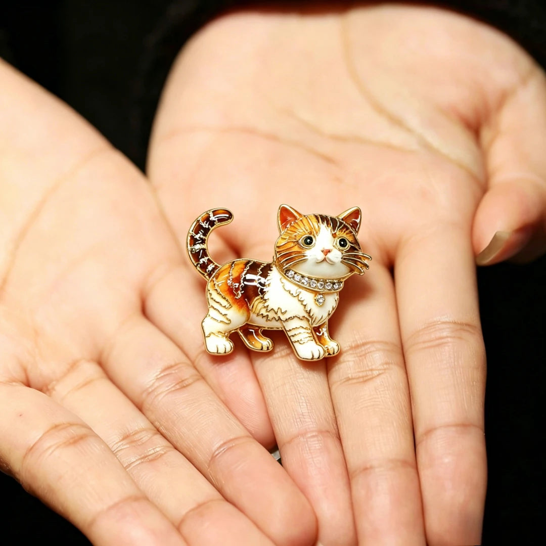 Baroque Luxury Cartoon Cat Animal Design Brooches for Men and Women, Jewelry, Fashion Accessories, Wedding, Holiday, Party Gifts