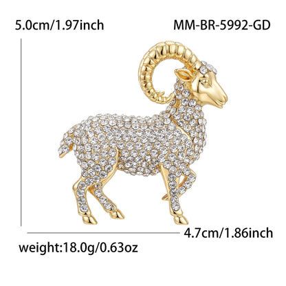 Beaut&Berry Luxury Rhinestone Goat Brooches for Women Unisex Animal Pins Casual Party Jewelry Accessories Gifts Decoration