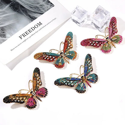 UILZ Colorful Butterfly Designer Zircon Brooch Women Shiny Crystal Lapel Pin Luxurious Clothing Jewelry Accessories