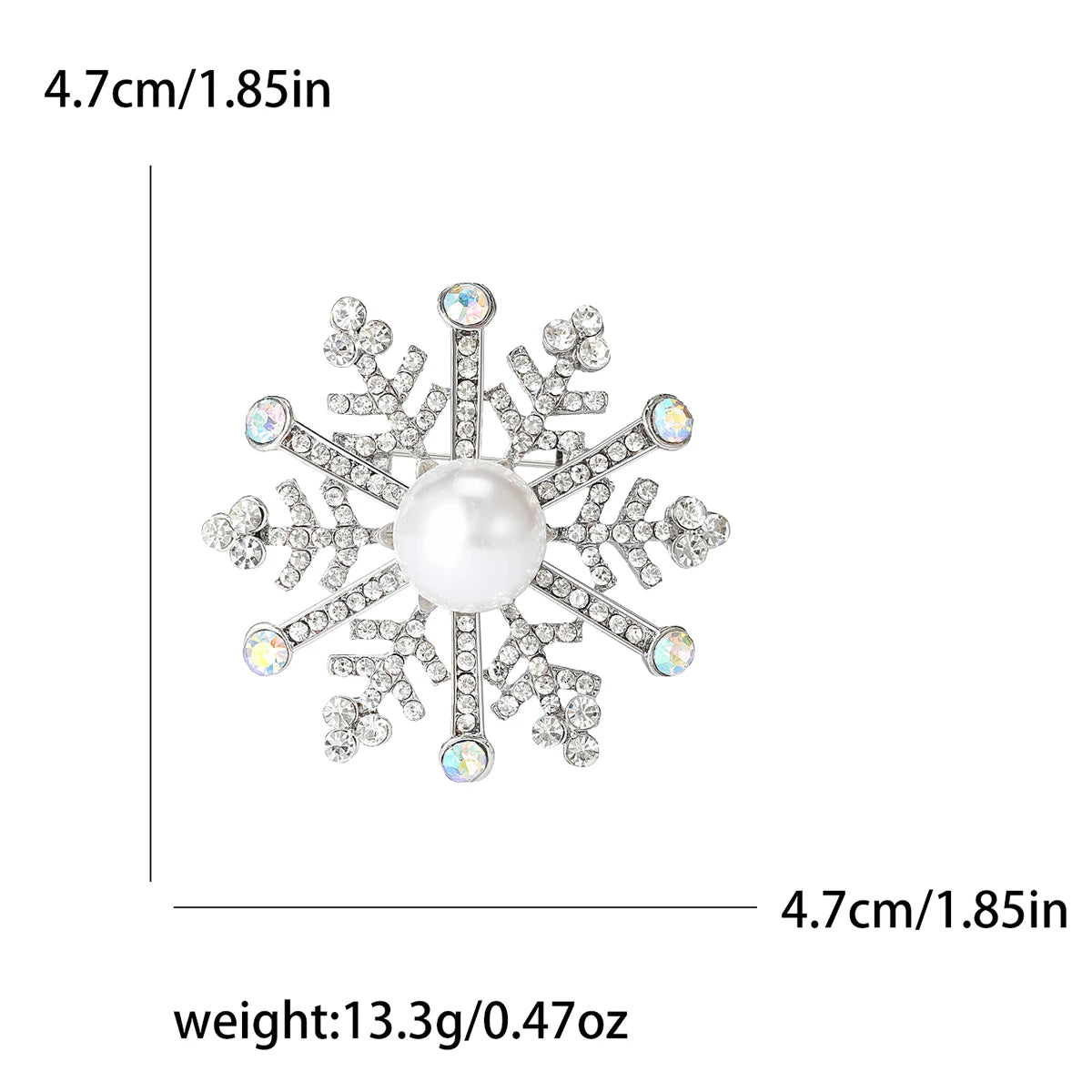 Christmas Rhinestone Snowflake Brooches for Women Unisex Pearl Flower Pins Office Party Friend Gifts Jewelry Accessories