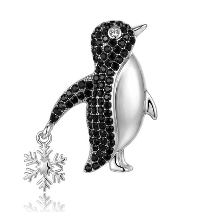 Beaut&Berry Trendy Rhinestone Snowflake Penguin Brooches for Women Unisex Animal Pins Casual Party Jewelry Accessories Gifts