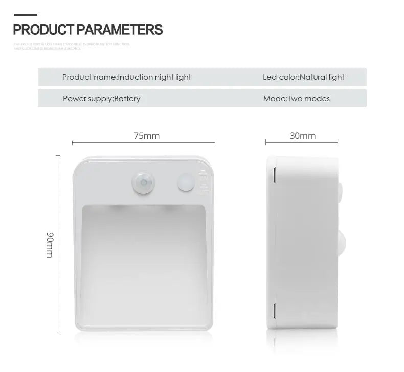 1PCS LED Night Light, AA Battery Powered Wall Lamp, PIR Motion Sensor, Auto On Off, Room, Cabinet, Stairs Decoration Lighting