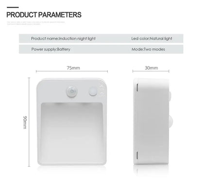 1PCS LED Night Light, AA Battery Powered Wall Lamp, PIR Motion Sensor, Auto On Off, Room, Cabinet, Stairs Decoration Lighting