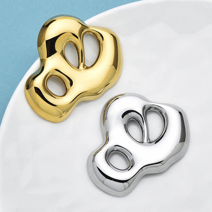 Wuli&baby Stainless Steel Art Cloud Brooches For Women Unisex 2-color Easy-match Geometric Office Casual Clothes Brooch Pins
