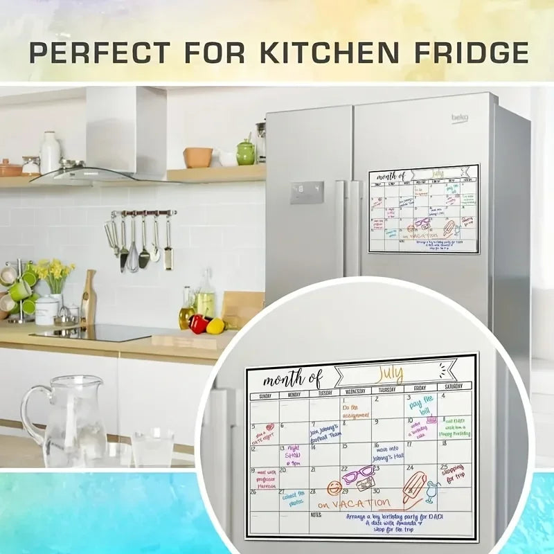 Magnetic Refrigerator Dry Erase Calendar Monthly Planner Whiteboard Record Message Board Memo Pad Fridge Magnets Kitchen Decor