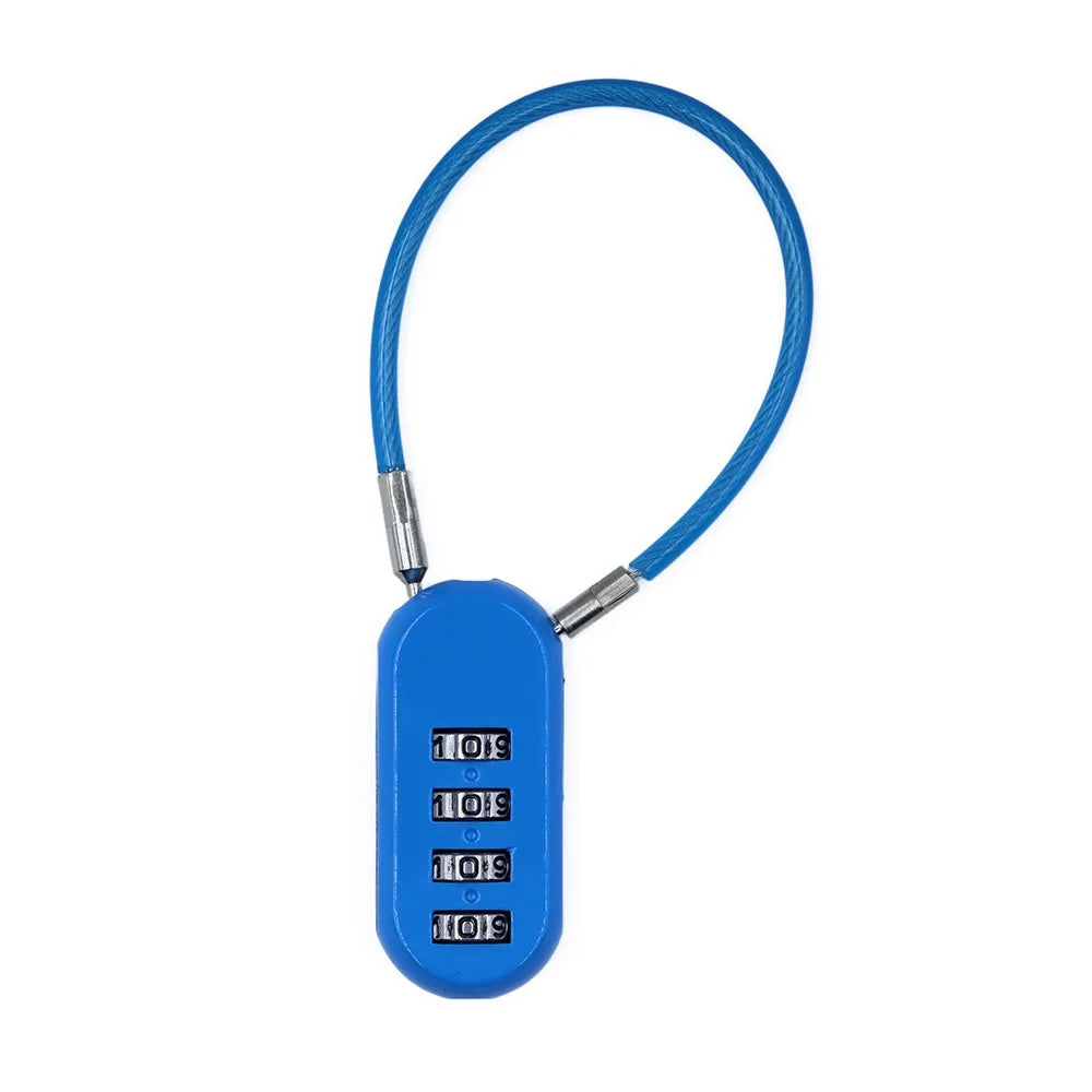 Zinc alloy 4 Digit Password Lock Wire Rope Anti-theft Backpack Zipper Lock Padlock Dormitory Cabinet Lock for Home&Travel