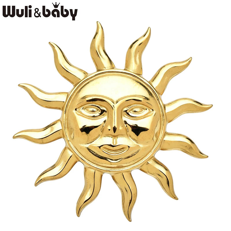 Wuli&baby Stainless Steel Sun Brooches For Women Unisex 2-color Simple Style Casual Office Brooch Pin Fashion Jewelry Gifts