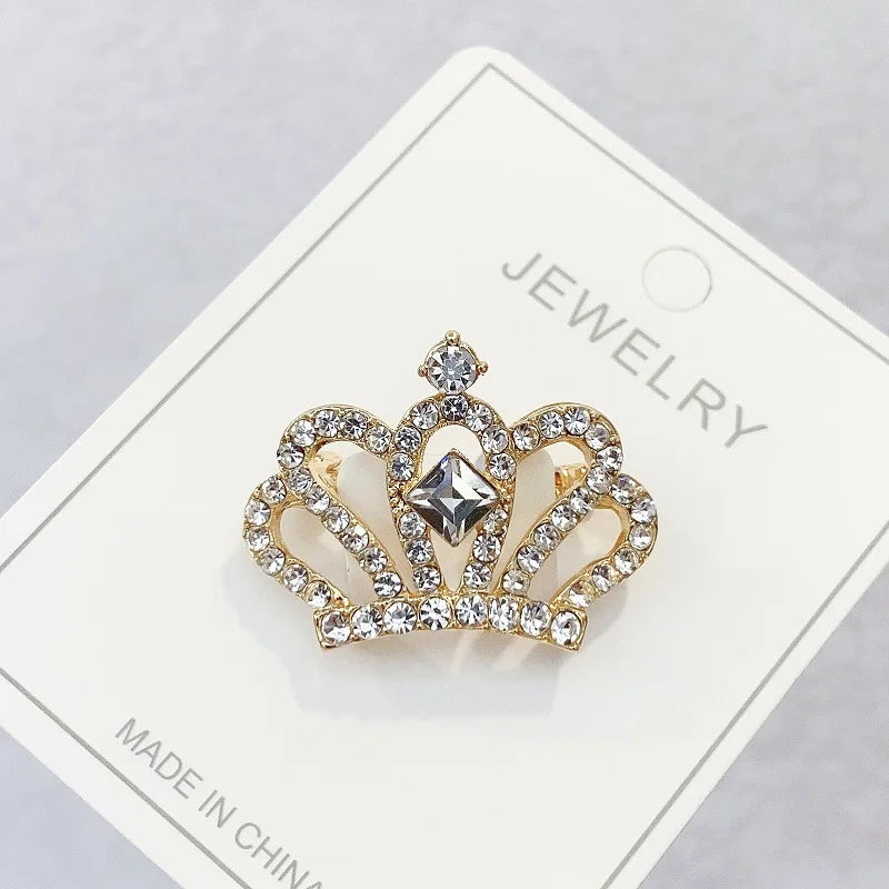 Fashion Crown Brooch For Women Vintage Zircon Crystal Luxurious Jewelry Girl Princess Gift