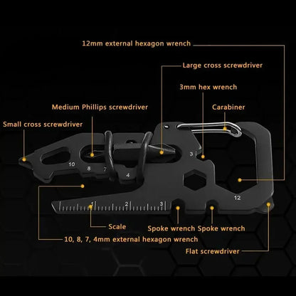Stainless Steel Multifunction Carabiner Keychain, Bottle Opener Card Tool, Outdoor Camping Climbing Portable Accessories