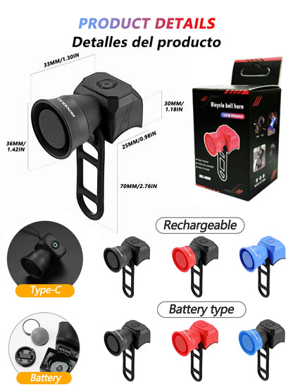 5 Modes Bicycle Horn Mountain Bike Mini Battery Waterproof Electronic Bike Bell Riding Equipment Children's Scooter Accessories