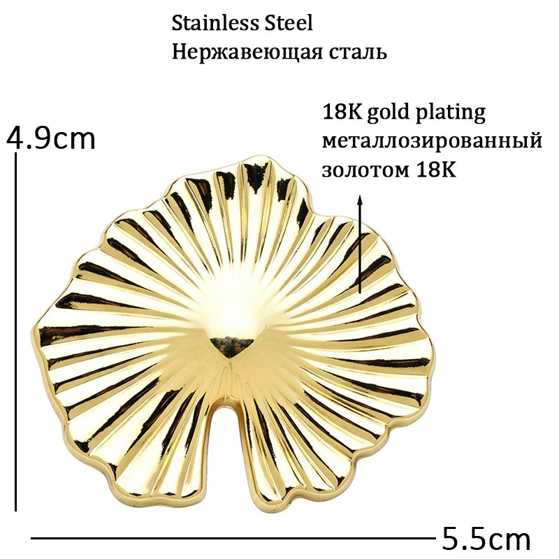 Wuli&baby Stainless Steel Lotus Leaf Brooches For Women Unisex 2-color Easy-match Plants Party Office Brooch Pins Gifts