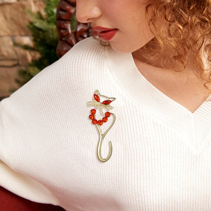 Beaut&Berry Trendy Simple Hollowed Out Cat Brooches for Women Unisex Animal Pins Casual Party Jewelry Accessories Gifts