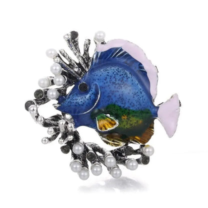SKEDS Fashion Cute Fish Crystal Enamel Brooch Pin For Women Men Trendy Sea Animal Vintage Brooches Badges Clothes Jewerly Gift