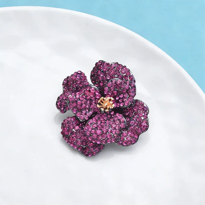 Wuli&baby Luxury Double-layer Flowers Brooches For Women Lady Shining Full-rhinestone Elegant Flower Party Office Brooch Pins