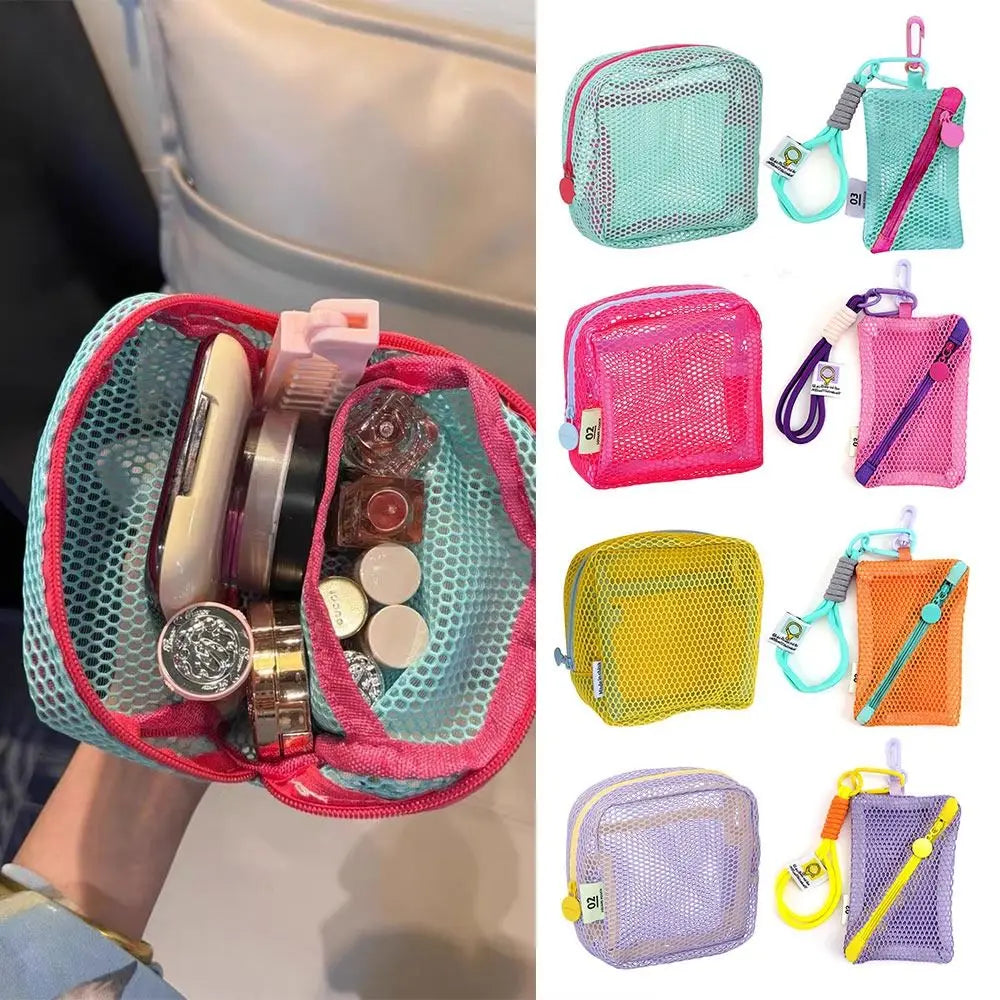 Fashion Dopamine Color Storage Bag Large Capacity Candy Color Mesh Cosmetic Bag Toiletry Make Up Case