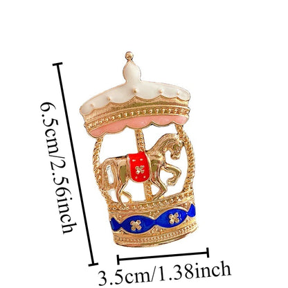 Baroque Luxury Carousel Design Brooch for Men and Women，Jewelry Accessories Pins，Wedding Holiday Party Couple Surprise Gift