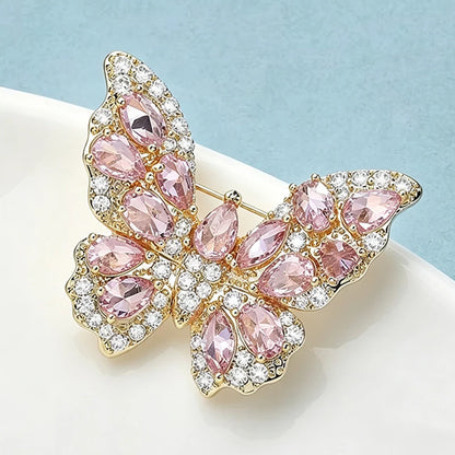 Wuli&baby Lovely Butterfly Brooches Pins Crystal Insects Summer Brooch Pin For Women Lady Fashion Jewelry Gifts