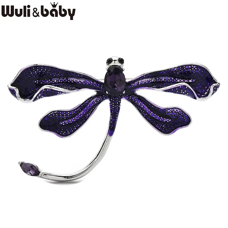 Wuli&baby Pretty Enamel Dragonfly Brooches For Women Unisex 4-color Rhinestone Insects Party Office Brooch Pins Gifts