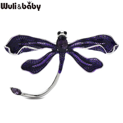 Wuli&baby Pretty Enamel Dragonfly Brooches For Women Unisex 4-color Rhinestone Insects Party Office Brooch Pins Gifts