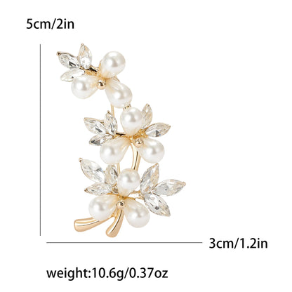 Beaut&Berry Luxury Pearl Plum Flower Brooches for Women Unisex Plant Pins Casual Party Jewelry Accessories Gifts Decoration