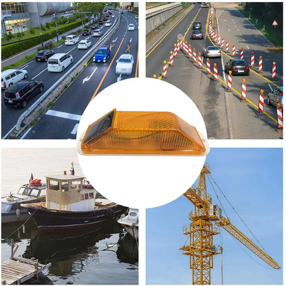 2pcs Warning LED Lamp Solar Warning Lamp Solar Strobe Lamp  Chip Control Bridge Night Driving Safety Light Traffic Caution Light