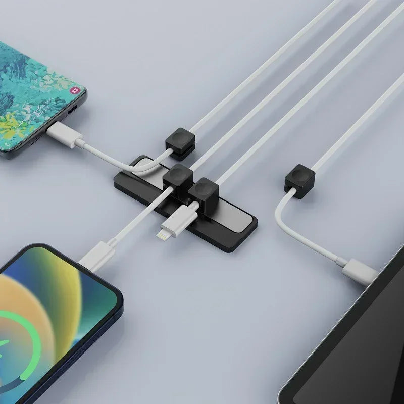 Adjustable Magnetic Cable Clips Cord Organizer Holder under Desk Smooth Wire Management Pad - Keeper for Home Office