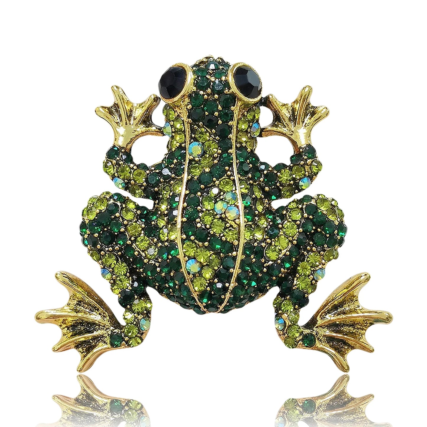 Beaut&Berry Luxury Rhinestone Frog Brooches for Women Unisex Animal Pins Casual Party Jewelry Accessories Gifts Decoration