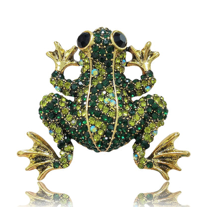 Beaut&Berry Luxury Rhinestone Frog Brooches for Women Unisex Animal Pins Casual Party Jewelry Accessories Gifts Decoration