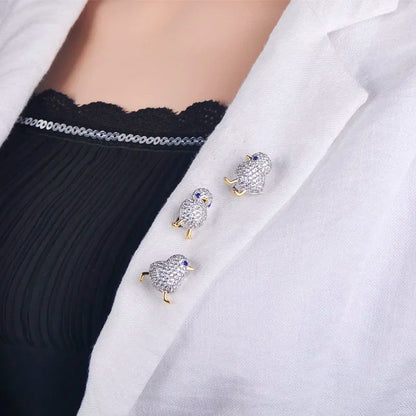Amazing Price Little Blue Eyes Chick Shape Brooches Copper Zircon Brooch For Women Girls Collar Suit Pin Dress Sca