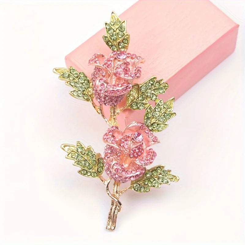 women exaggerated rose flower brooch luxury party wedding jewelry pins gift