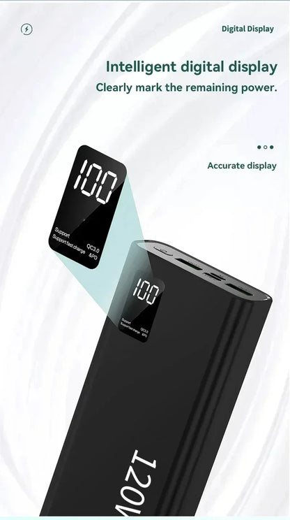 Lenovo 50000mAh 120w Super Fast Charging External Battery Ultra Capacity PowerBank Portable LED Digital Display For IPhone