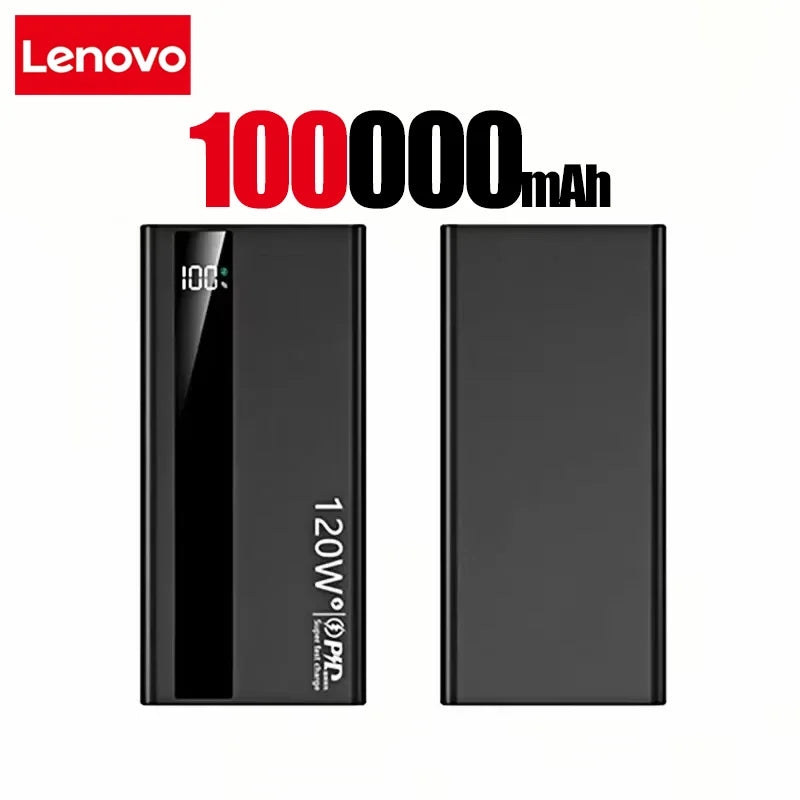 Lenovo 200000mAh Powerbank 120W Super Fast Charging Portable Battery Charger Ultra Capacity LED Digital Display For IPhone