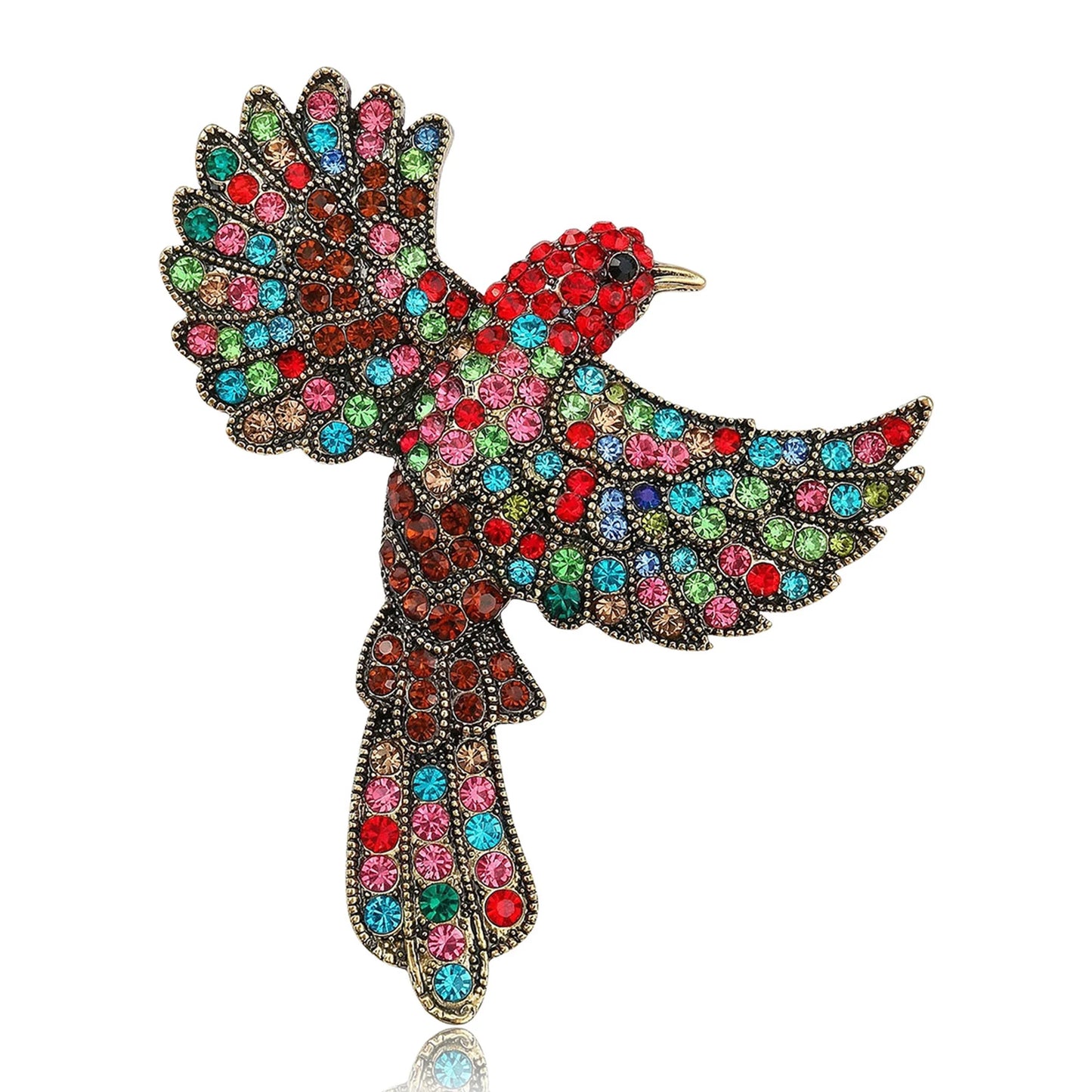 Beaut&Berry Classic Rhinestone Bird Brooches for Women Unisex Animal Pins Casual Party Jewelry Accessories Gifts Decoration