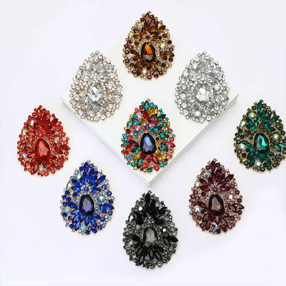 Beaut&Berry Luxury Crystal Flower Brooches for Women Unisex Water Drops Pins Friends Party Gifts Banquet Jewellery Accessories