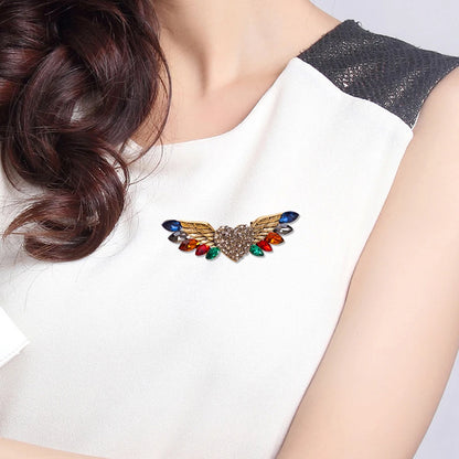 Sparkling Crystal Love Angel Wings Brooch Women's Luxury Dress Wedding Decorations Souvenir Gifts
