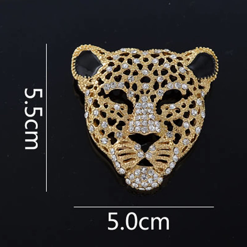 Rhinestone Leopard Head Retro Hollowed-out Men's Suit Brooch Women's Sweater Needle Enamel Needle