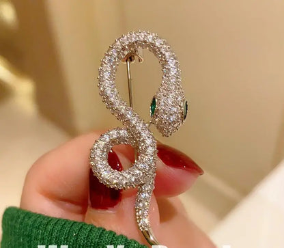 Clearance Price Snake Shape Brooches for Women Men Rhinestone Crystal Lapel Pin Clearance Sale