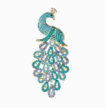 Exquisite Colorful Peacock Rhinestone Brooch Animal Lapel Pin Suit Coat Dress Fashion Jewelry Accessories Gifts