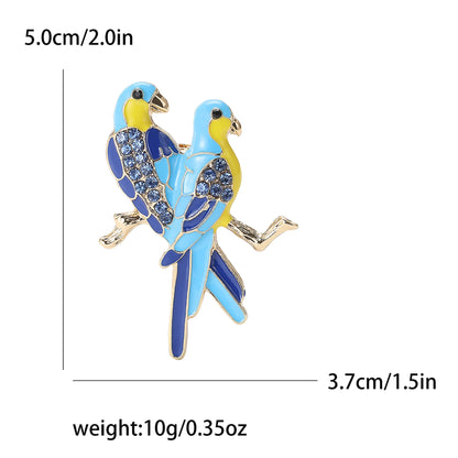 Popular Rhinestone Birds Brooches for Women Unisex Cute Enamel  Animal Pins Banquet Party Backpack Gifts Jewelry Accessories