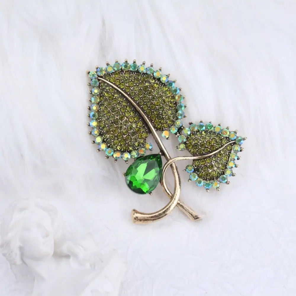 1pc Elegant Rhinestone Leaf Women's Brooch & Pin Jewelry - Retro Elegant, Unique Design, for Scarves/Wedding Parties, Ideal Gift