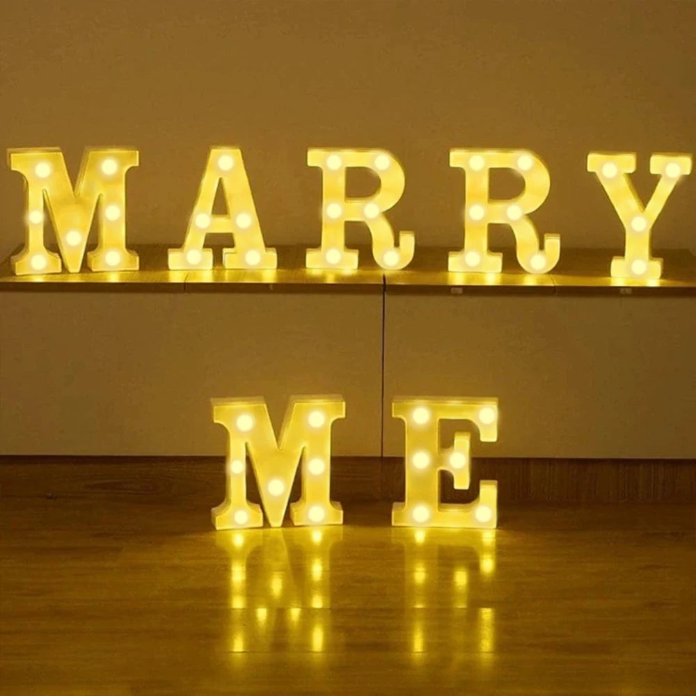 Alphabet LED Night Lights Luminous Number Letter Lamp 16cm Letter Light for Home Wedding Birthday Christmas Party Decoration