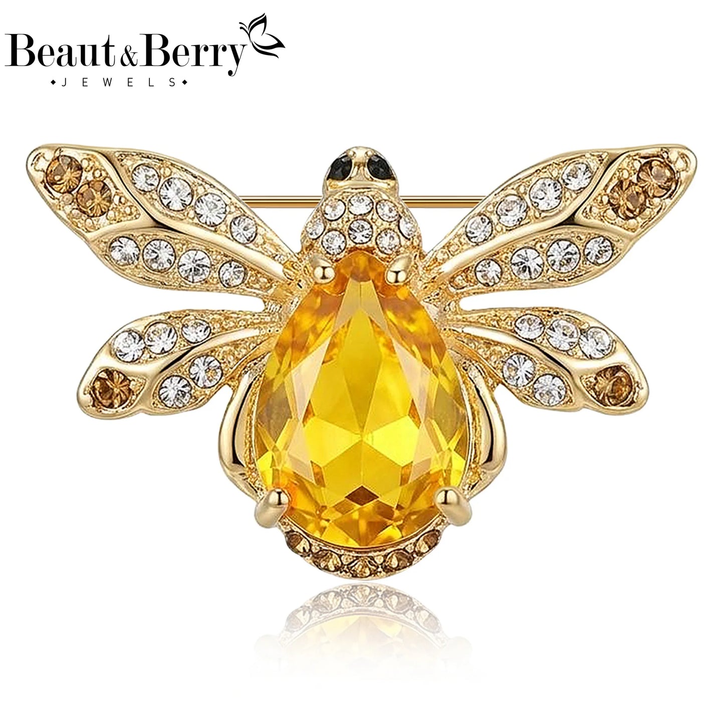 Beaut&Berry Luxury Crystal Bee Brooches for Women Unisex Insect Pins Casual Party Jewelry Accessories Gifts Decoration