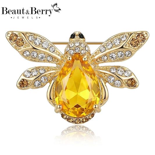 Beaut&Berry Luxury Crystal Bee Brooches for Women Unisex Insect Pins Casual Party Jewelry Accessories Gifts Decoration