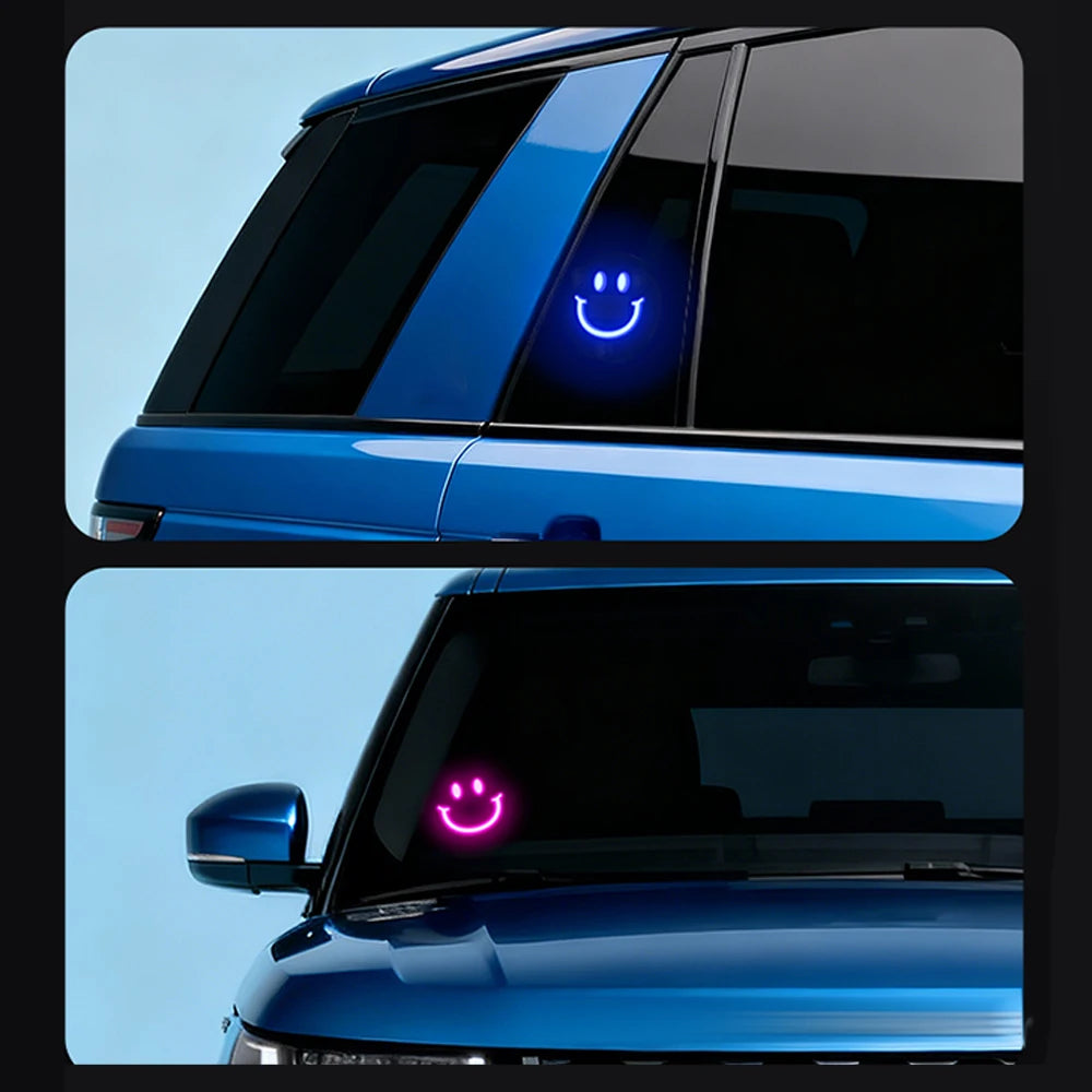 KEBIDUMEI 300mAh Smile Ambient Light Solar Powered Neon Light Car Decoration Rear Windshield Atmosphere Lights Car Accessories