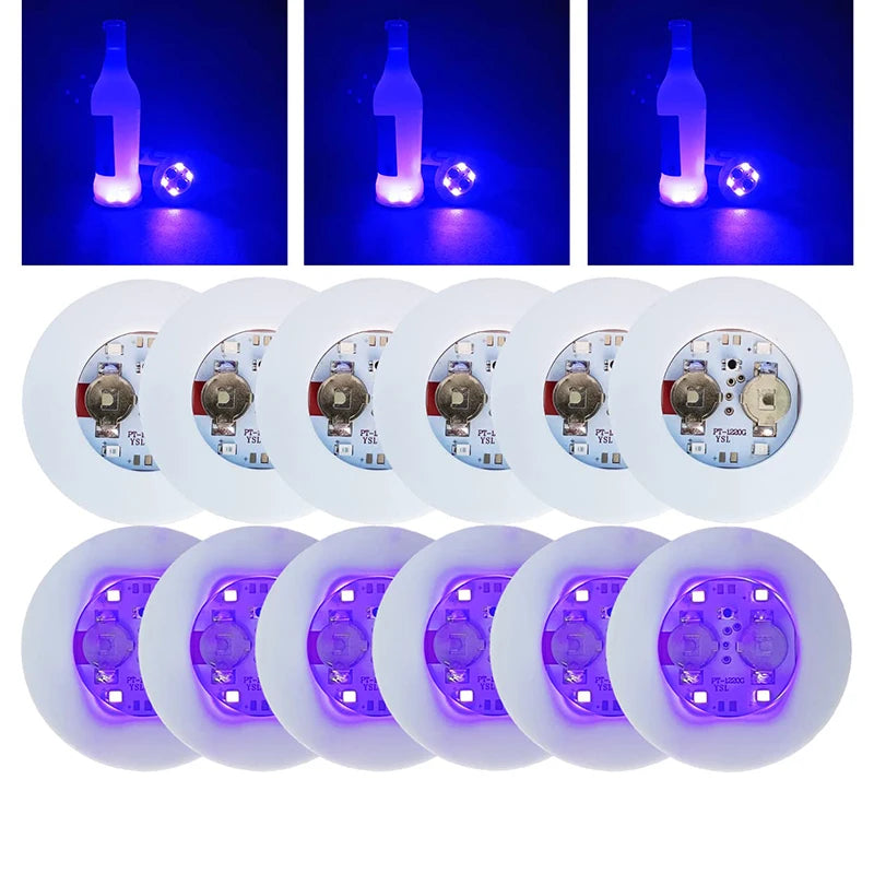 1/10/50pcs Luminous Coaster LED Bar Drinks Cup Pad Wine Liquor Bottles Coaster Atmosphere Light Cup Sticker Light-emitting Prop