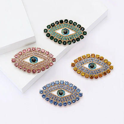 Beaut&Berry Trendy Rhinestone Devil's Eye Brooches for Women Beautiful Pins Friends Party Gifts Banquet Jewellery Accessories