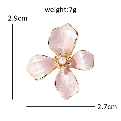 Wuli&baby Pretty Flower Collar Pins For Women 2-color Enamel Plants Office Casual Brooch Pins Fashion Jewelry Gifts