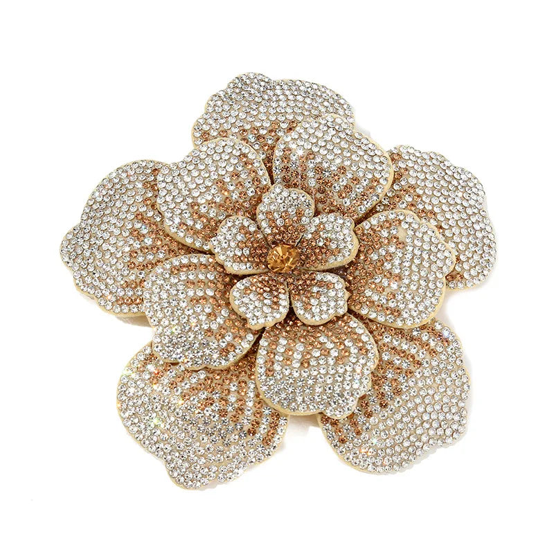 Three-dimensional Rhinestone Camellia Rose Brooch for Women's Fashion Pin High-end Luxury Jewelry Accessories Party Gift Corsage