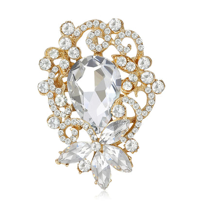 Beaut&Berry Luxury Crystal Glass Flower Brooches for Women Unisex Rhinestone Pins Casual Party Jewelry Accessories Gifts
